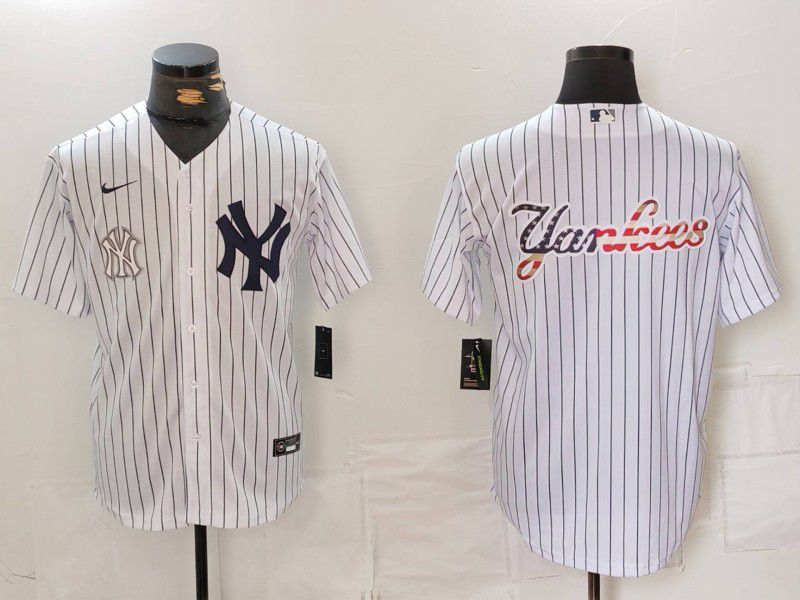 Men New York Yankees Blank White Stripe Game 2024 Nike MLB Jersey style 5->new york yankees->MLB Jersey